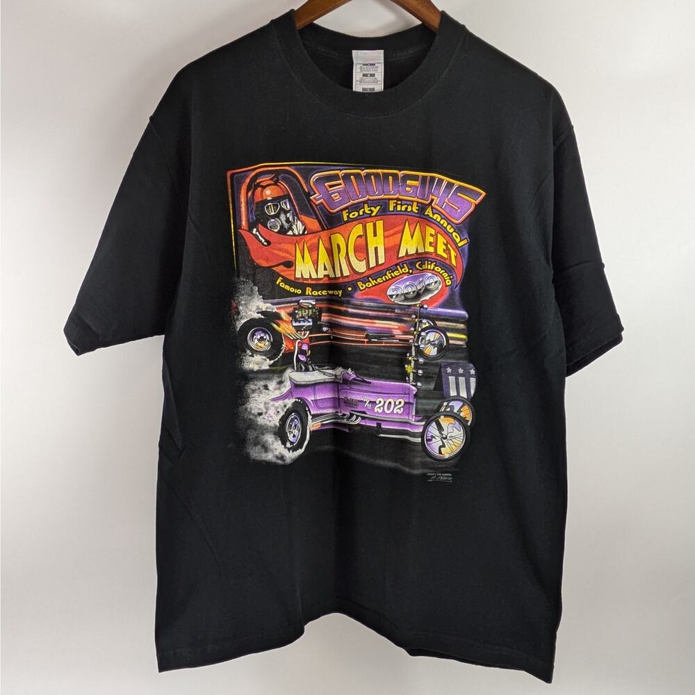 Vtg 2000 Y2K Mens L Drag Racing TShirt Goodguys 41st March Meet Famoso Double
